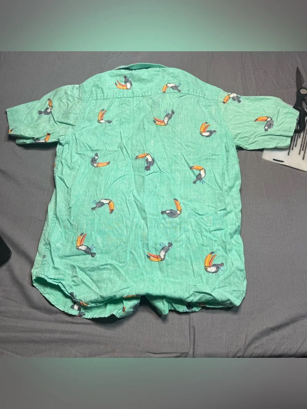 First Wave Mint Green Toucan Print Button Down Shirt